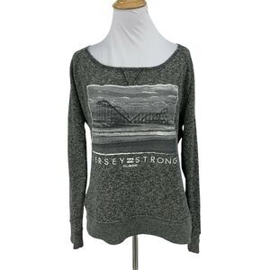 Billabong Boat Neck Light Sweater Womens L Large Jersey Strong Gray Long Sleeve